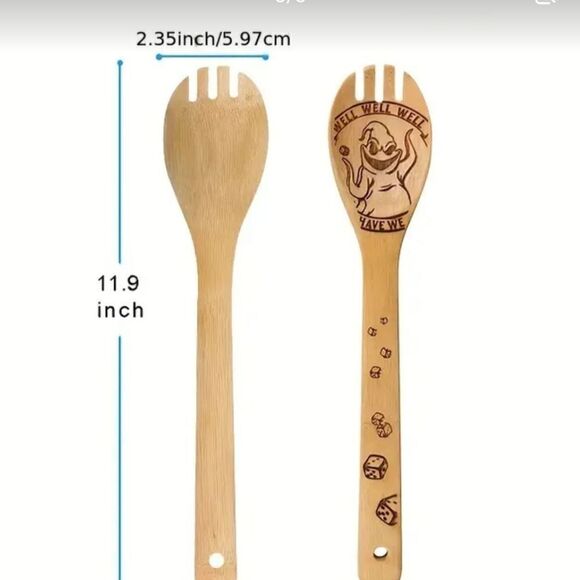 5pcs Bamboo Spoons Halloween Utensils Nightmare Before Christmas Lightweight - Picture 4 of 4